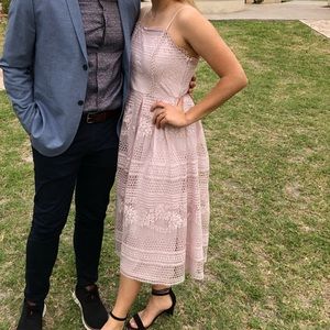 HnM midi mauve lace dress